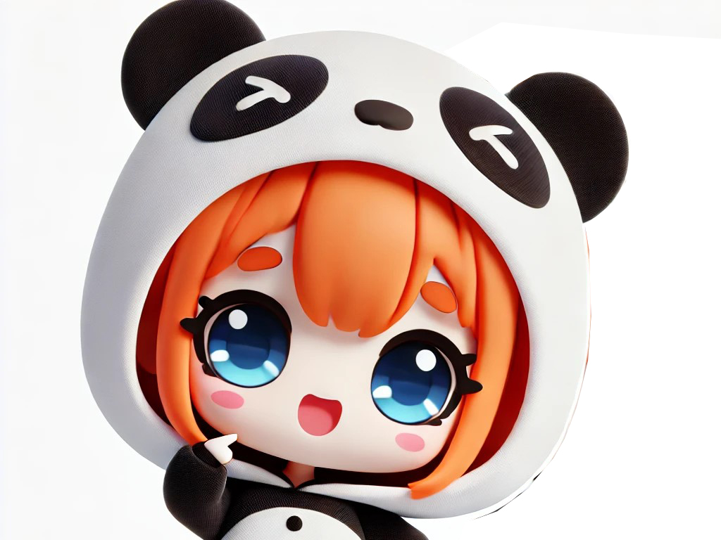 redhead kawaii panda girl