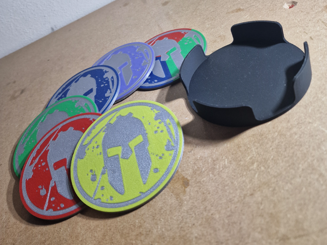 Spartan Race Medals Coasters & Coaster Holder