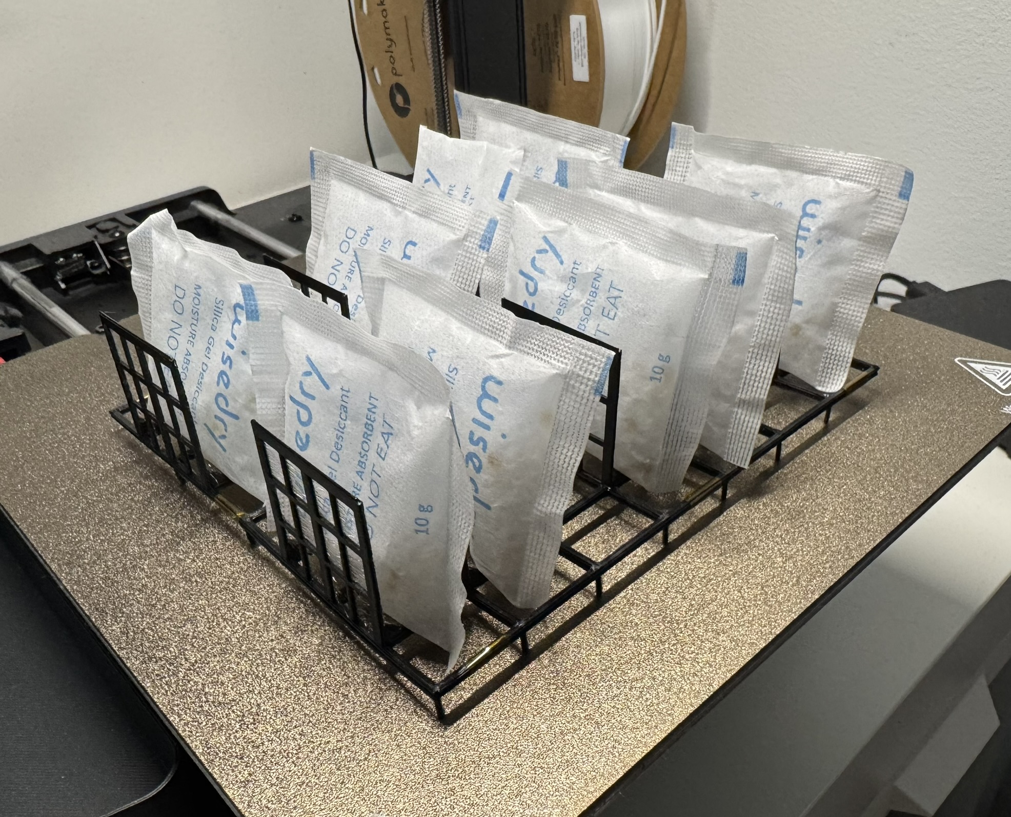 DIY desiccant (silica gel) bag dryer rack