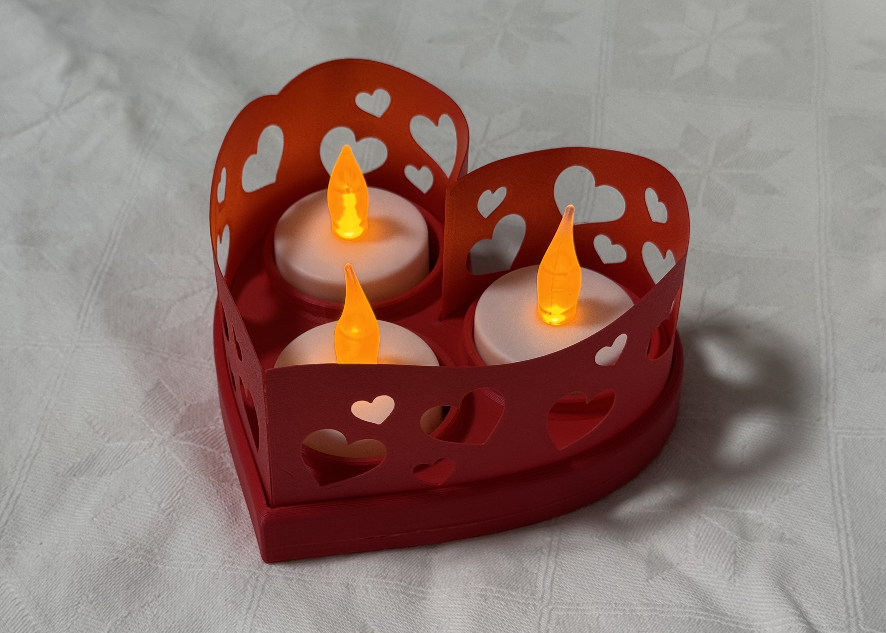 Heart Triple Tealight (LED) Holder - Customizable