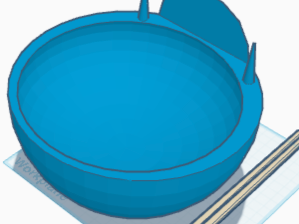 bowl for "ramen" with holder for chopsticks & them