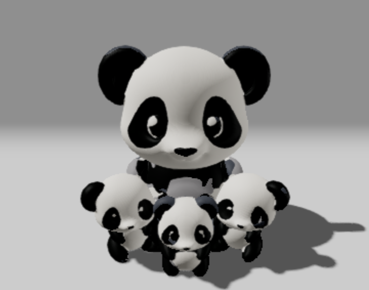 a panda with her babies