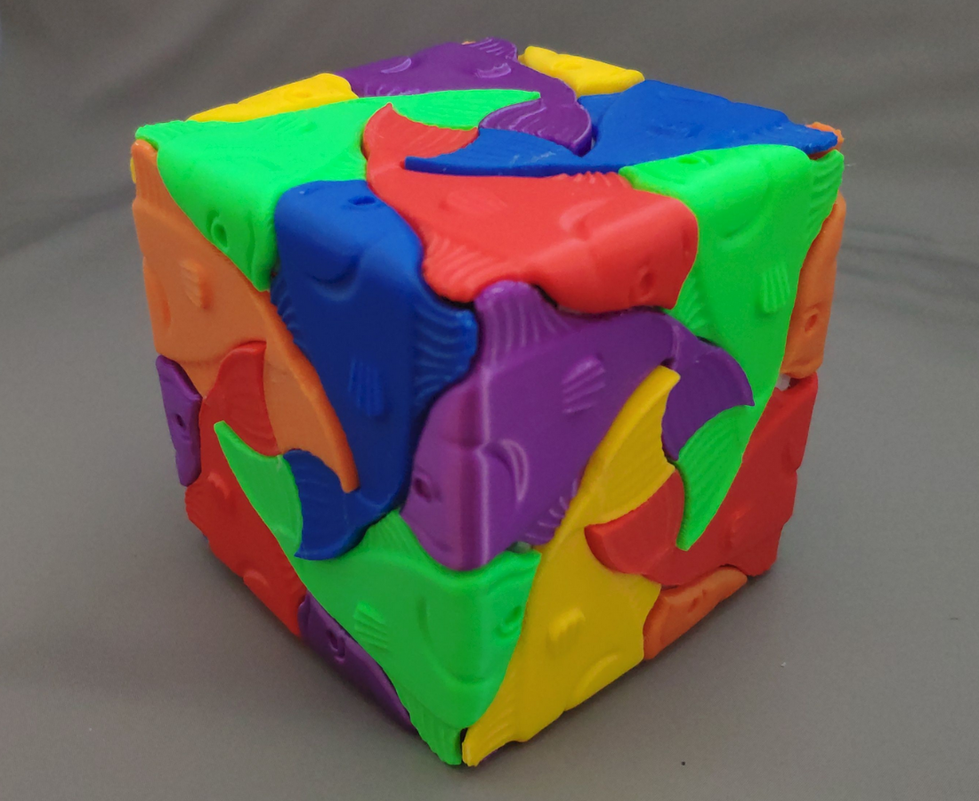 MC Escher Fish #20 in 3D cube
