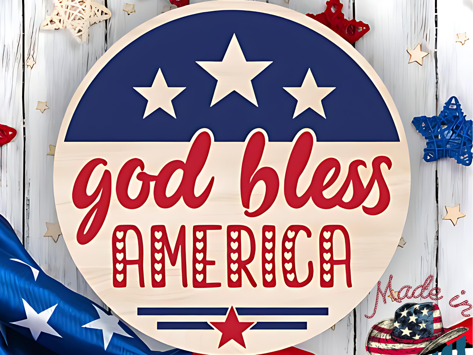 God Bless America Patriotic Decor USA Faith Gen