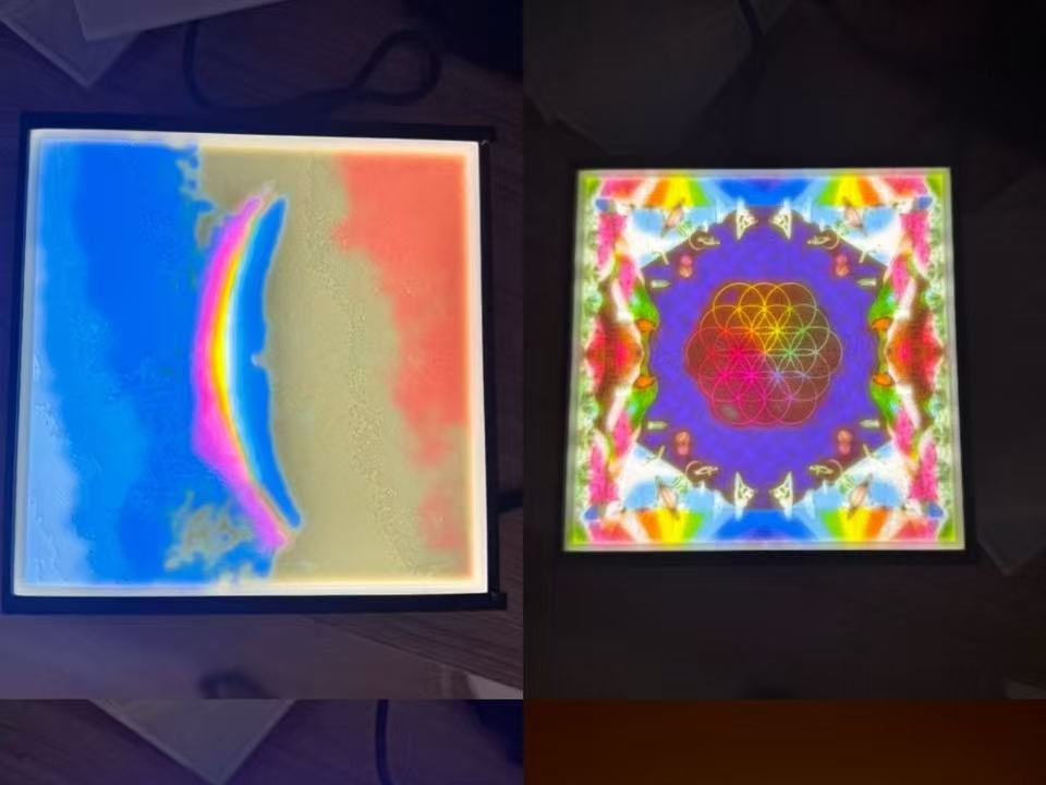 Coldplay专辑封面透光浮雕