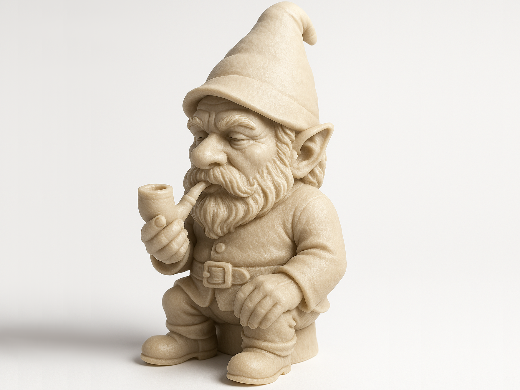 Elf smoking a pipe.