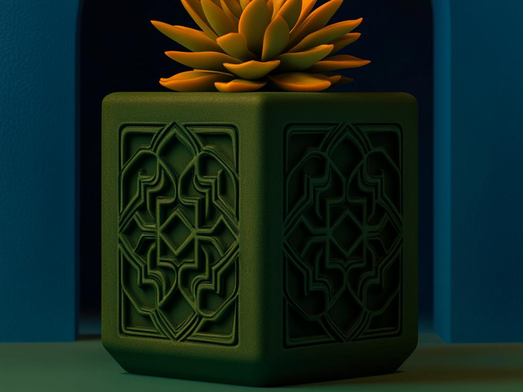 Arabesque Bloom Planter with Intricate Patterns