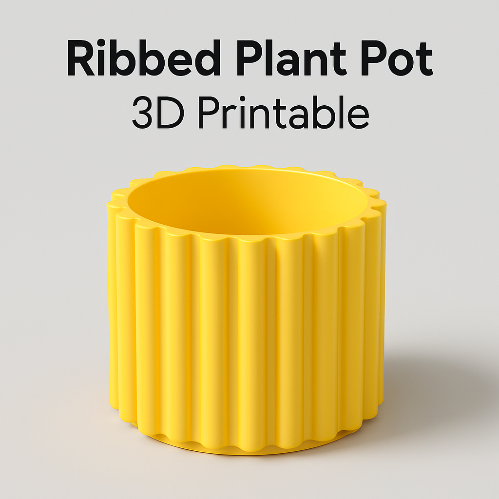 Ribbed Plant Pot – Modern & 3D Printable