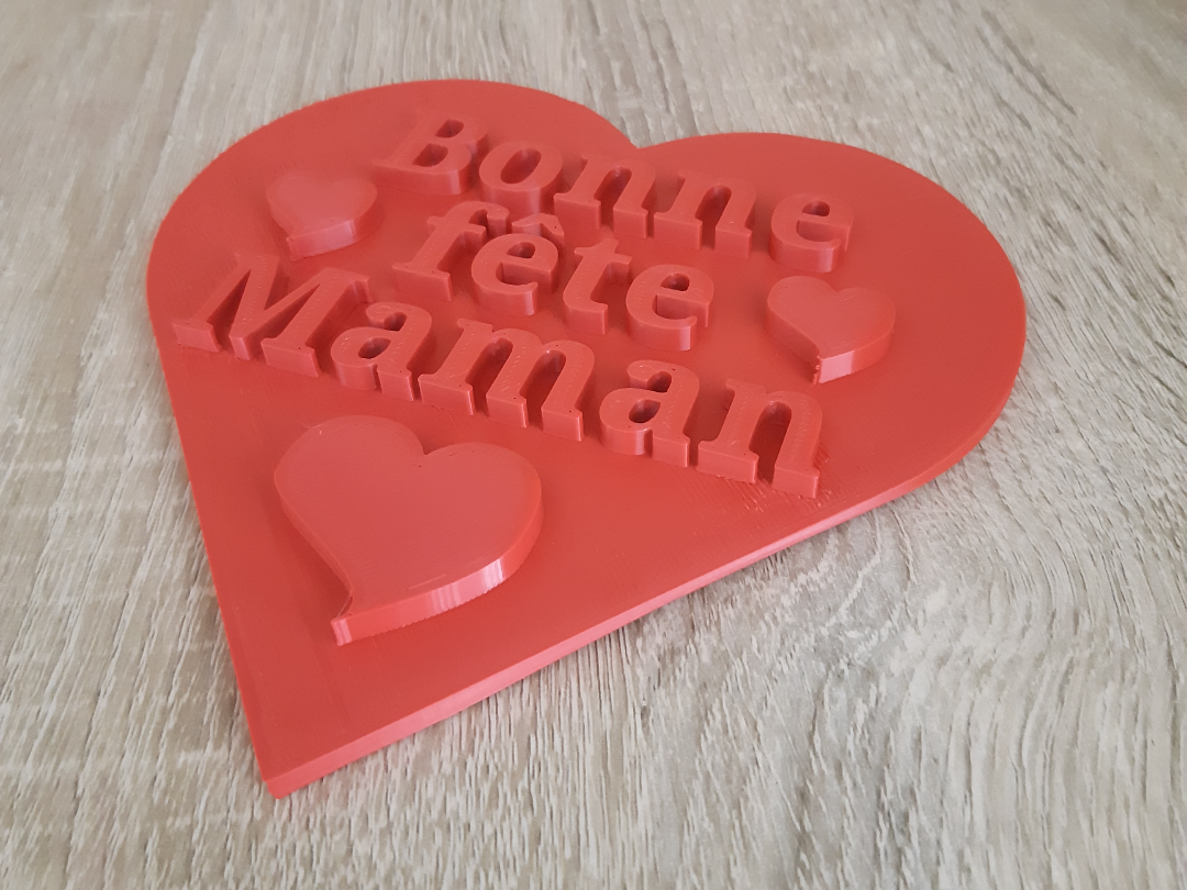 Plaque Cœur “Bonne fête Maman”