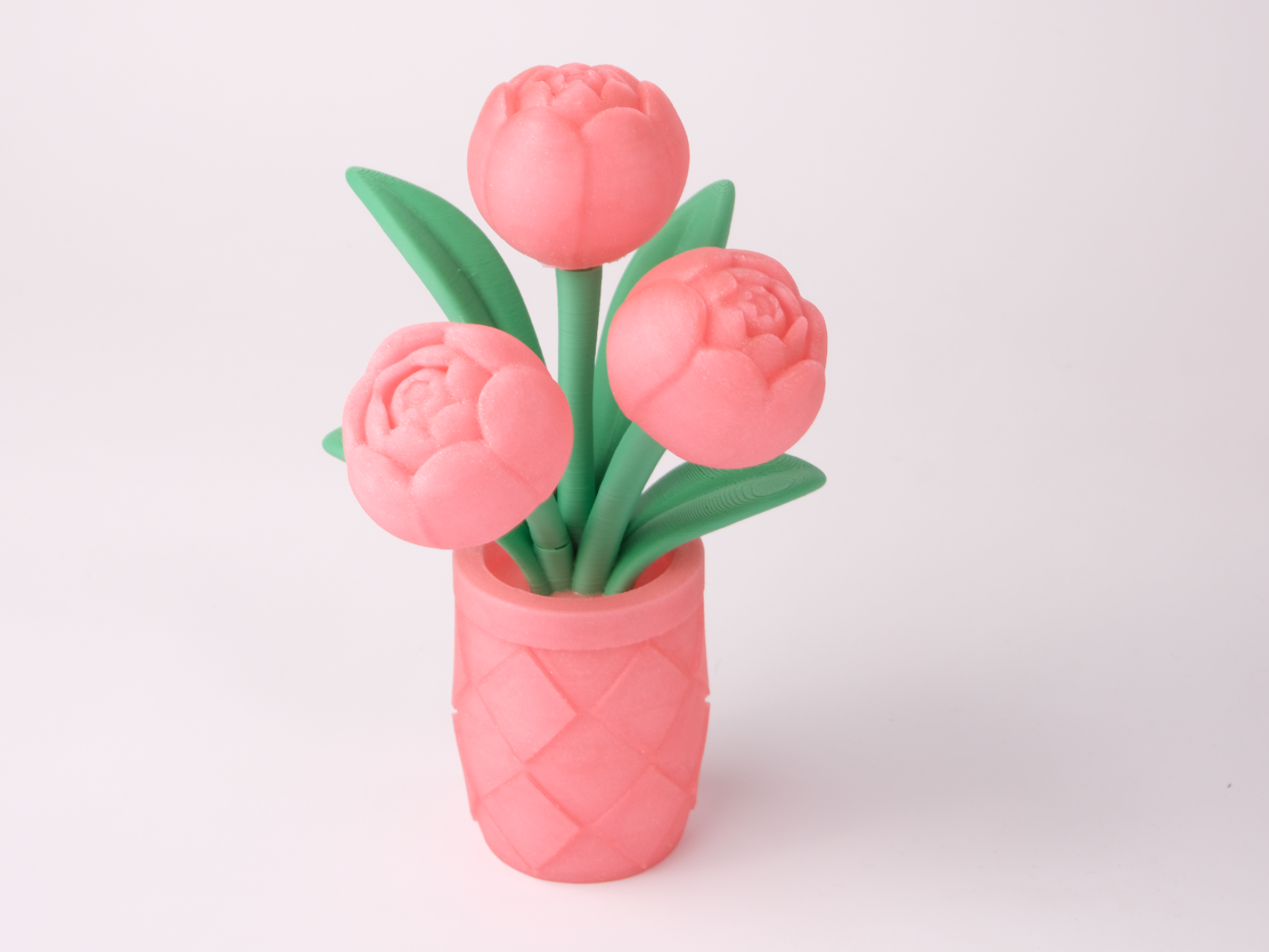 Peony Bloom Vase Sculpture — Floral Bouquet Decor