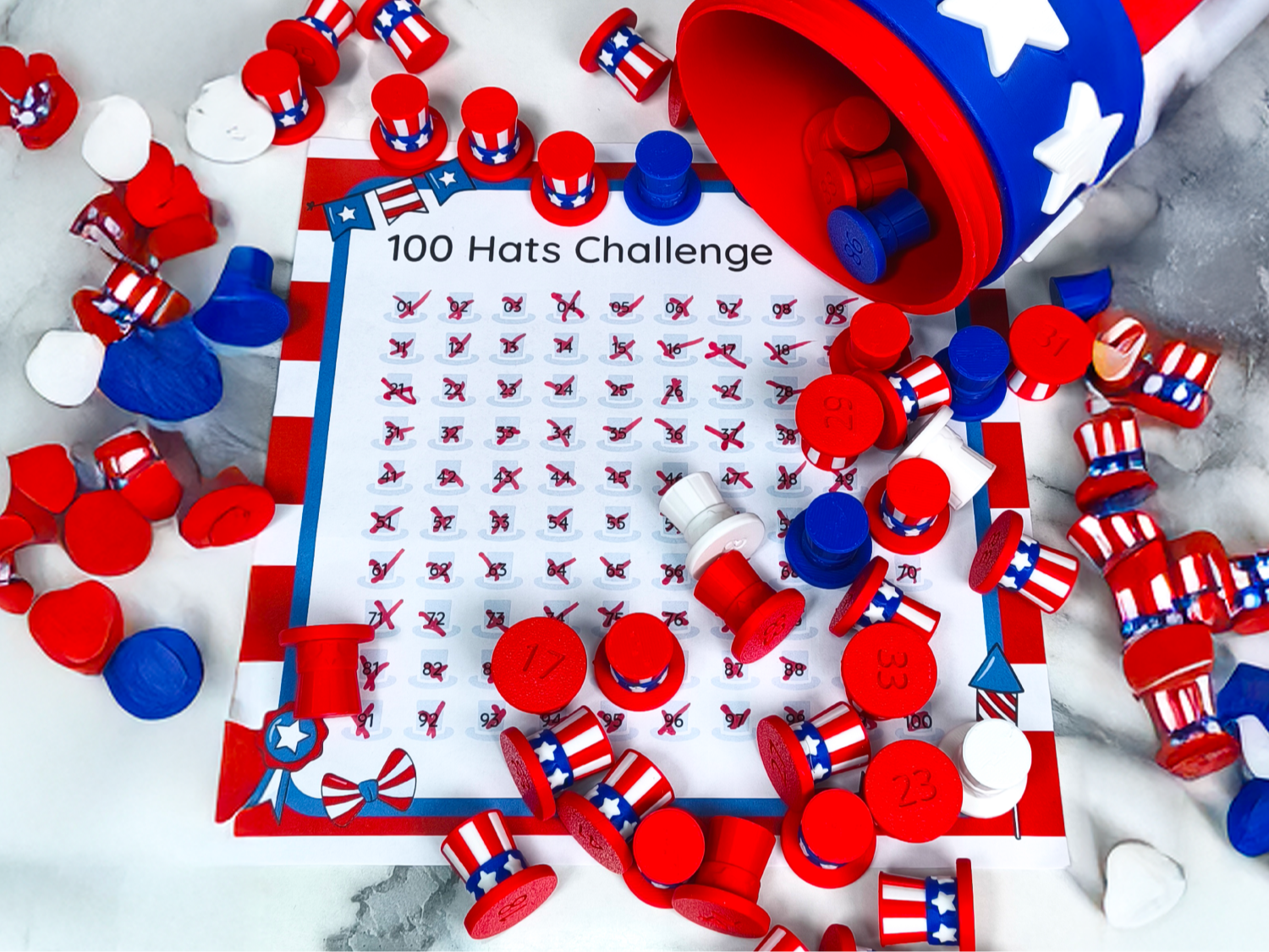 The 100 Hidden Uncle Sam Hats 4th July Game + PDF