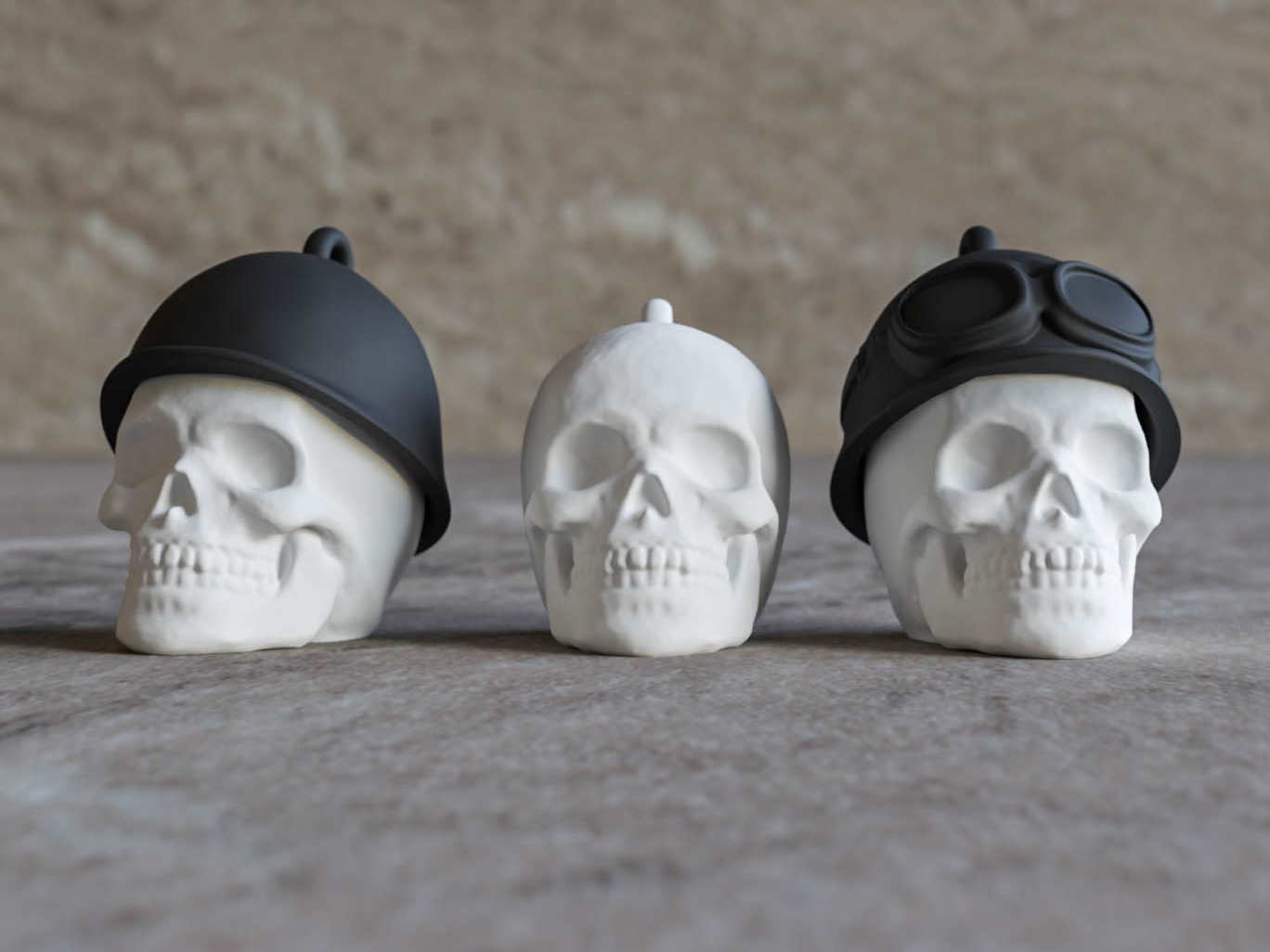 Motorcycle Skull Keychain