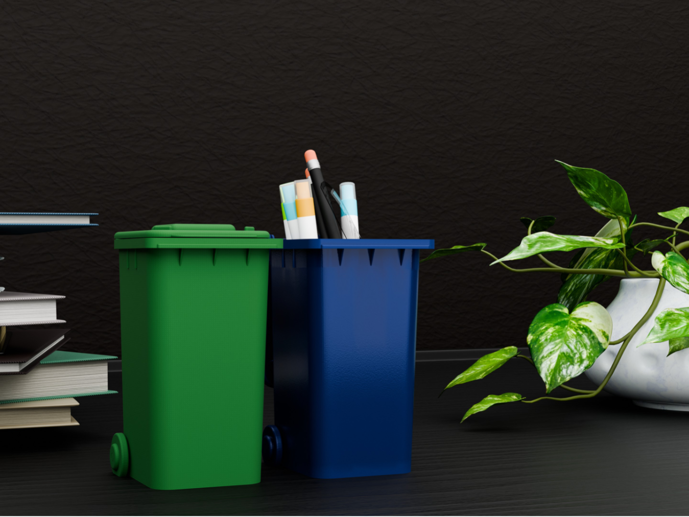 Garbage bin for pens or paper leftovers