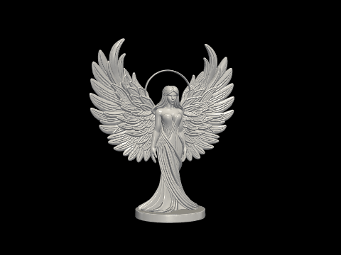 Angel Wings Goddess Statue 3D Model
