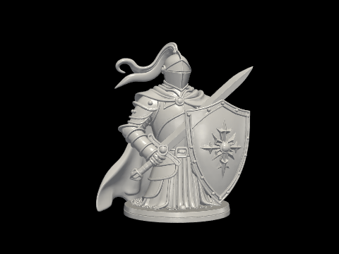 Armored Knight with Shield & Sword 3D Model