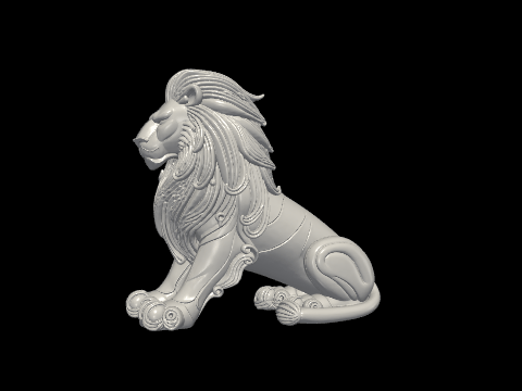Majestic Stylized Lion Statue 3D Model