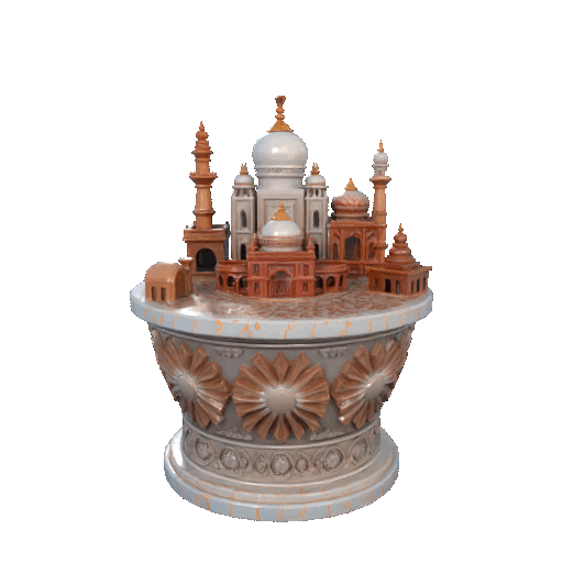Wonders Of Heritage On Marble Podium 3D Render