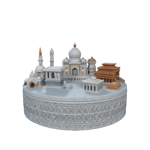 Monumental Heritage Wonders On Marble Platform