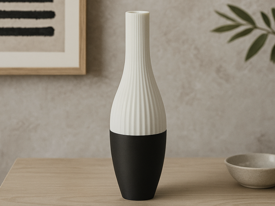 Balance Vase – Modern Japandi Black & White Vase