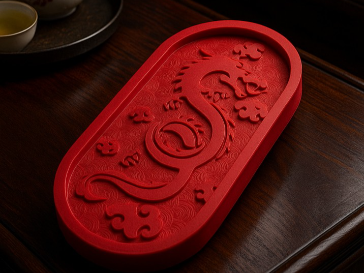 Dragon Tray – Red Asian-Inspired Decorative Piece