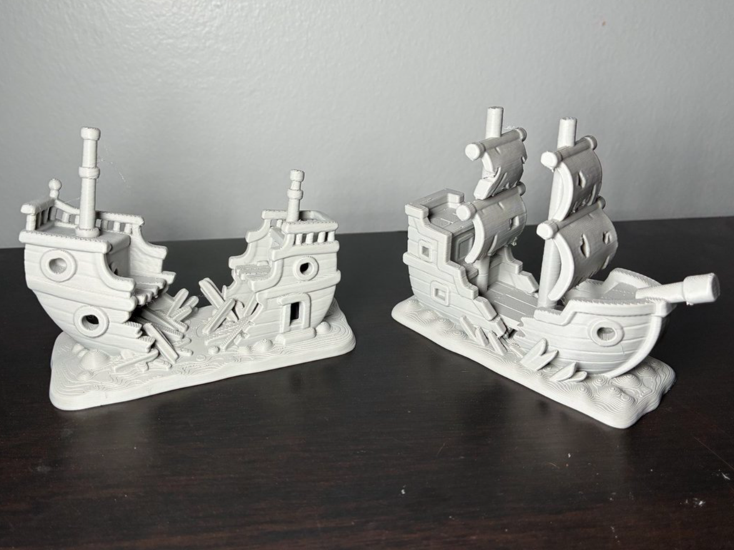 Sunken Pirate Ship Aquarium Decor – Dual Pack
