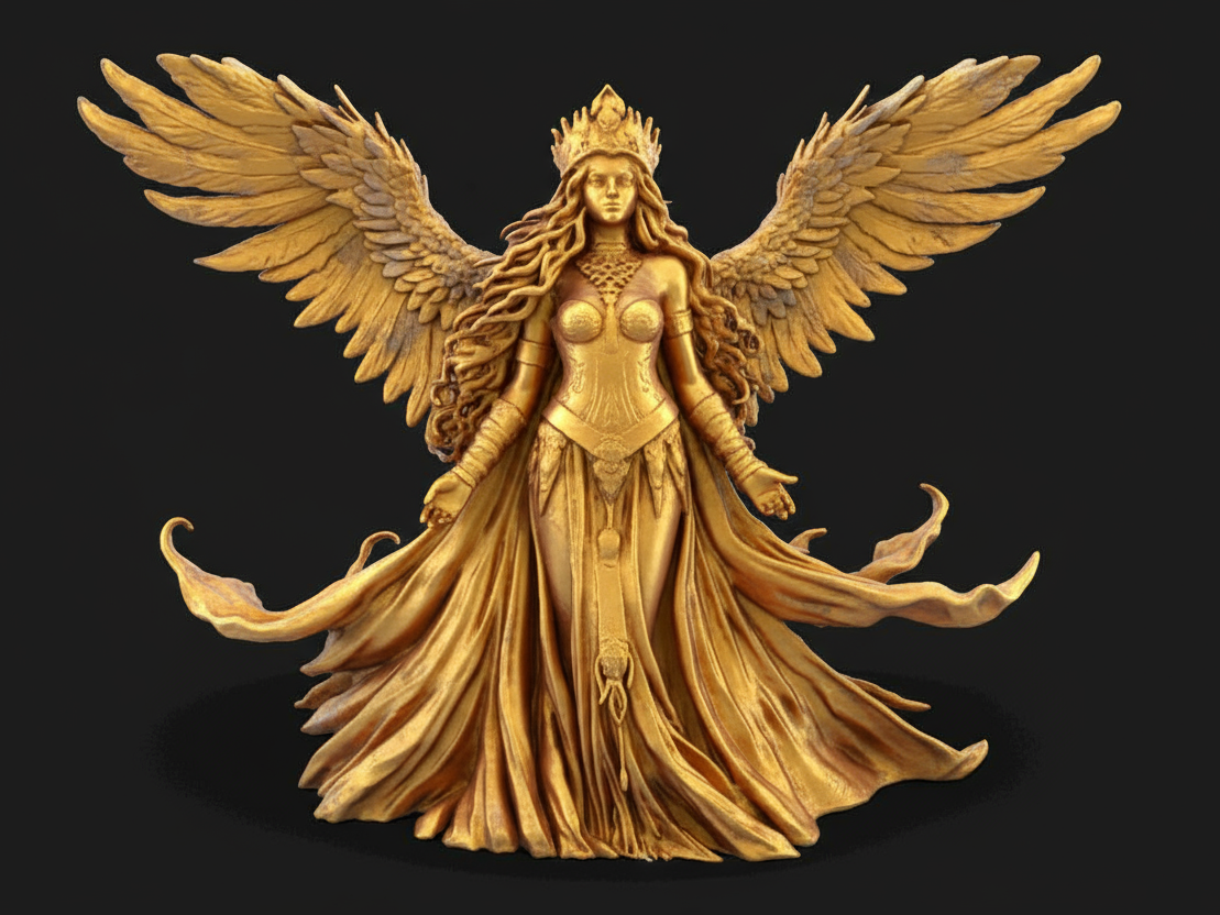 Celestial Angel Statue STL  Divine Guardian Model