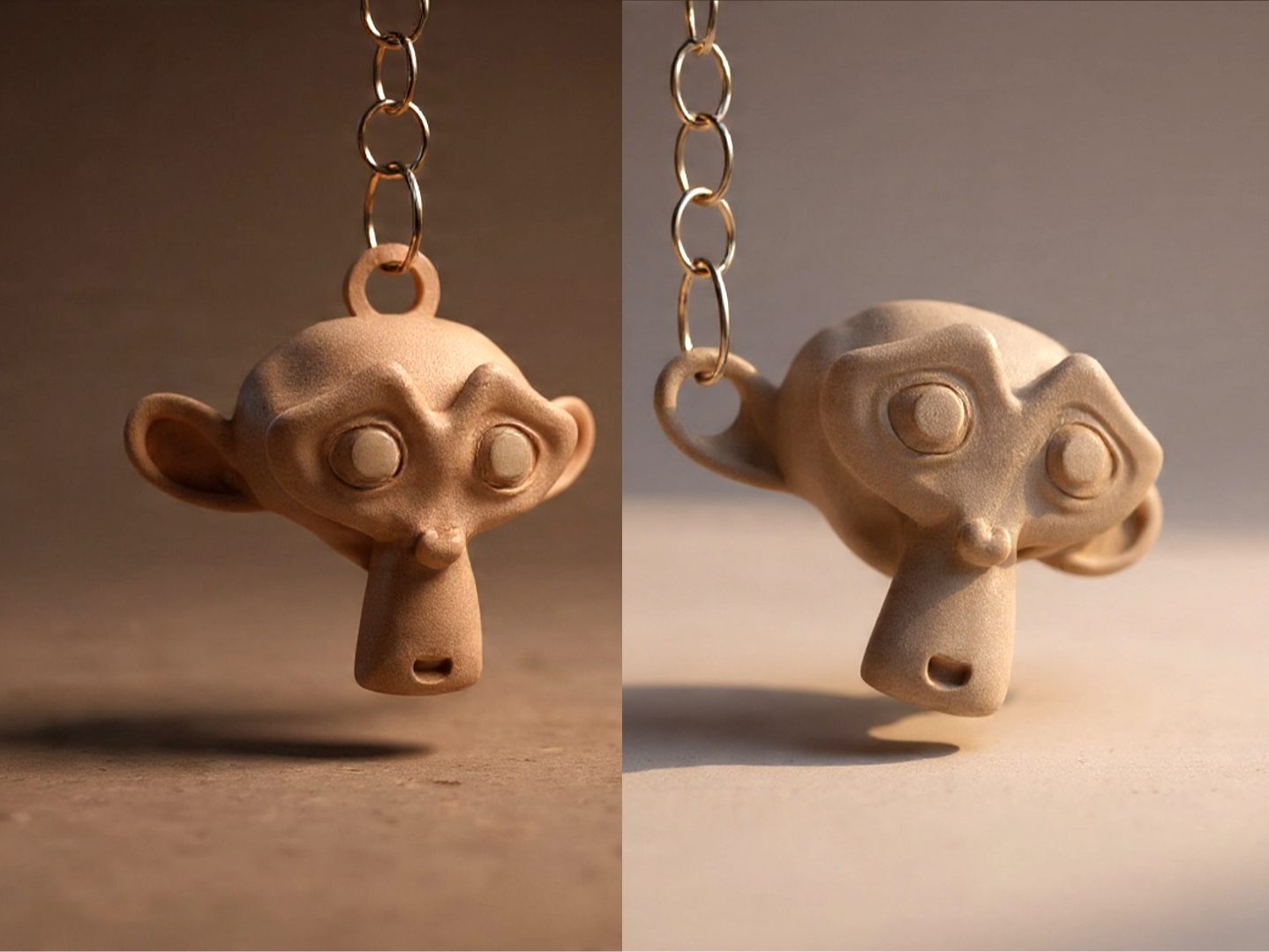 Blender 3D Monkey Keychain 2 Versions