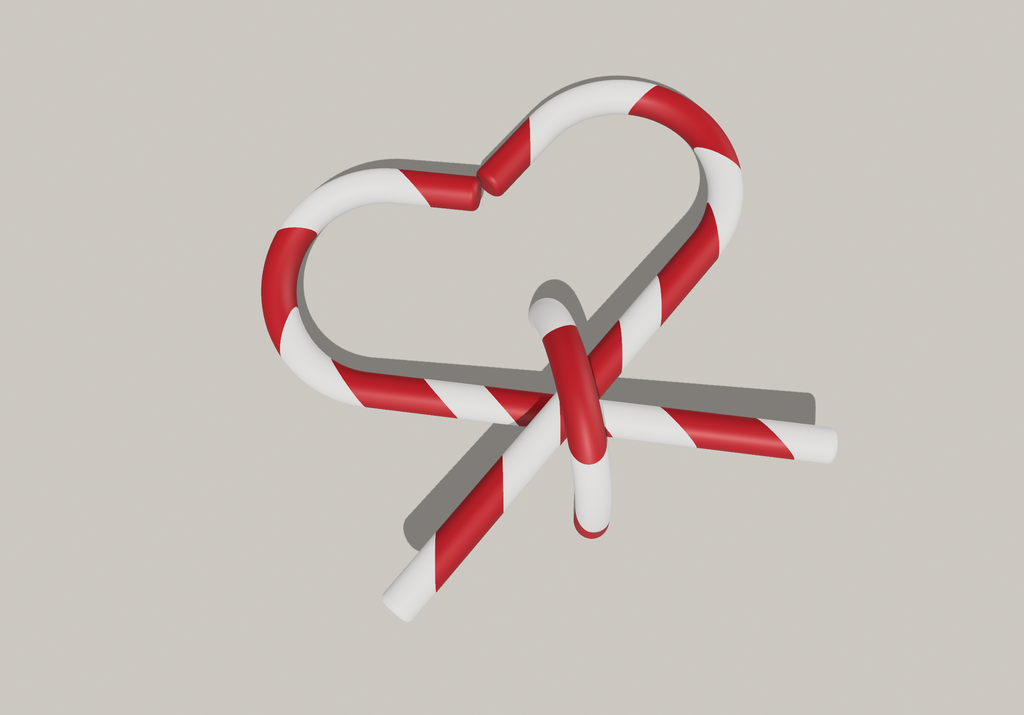 Candy cane heart bow - ornament