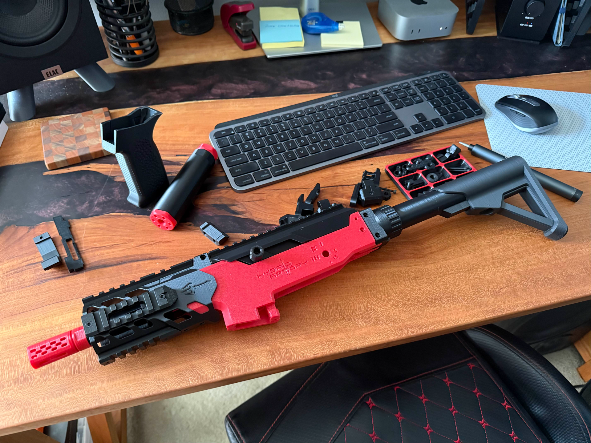stock with adjustment holes