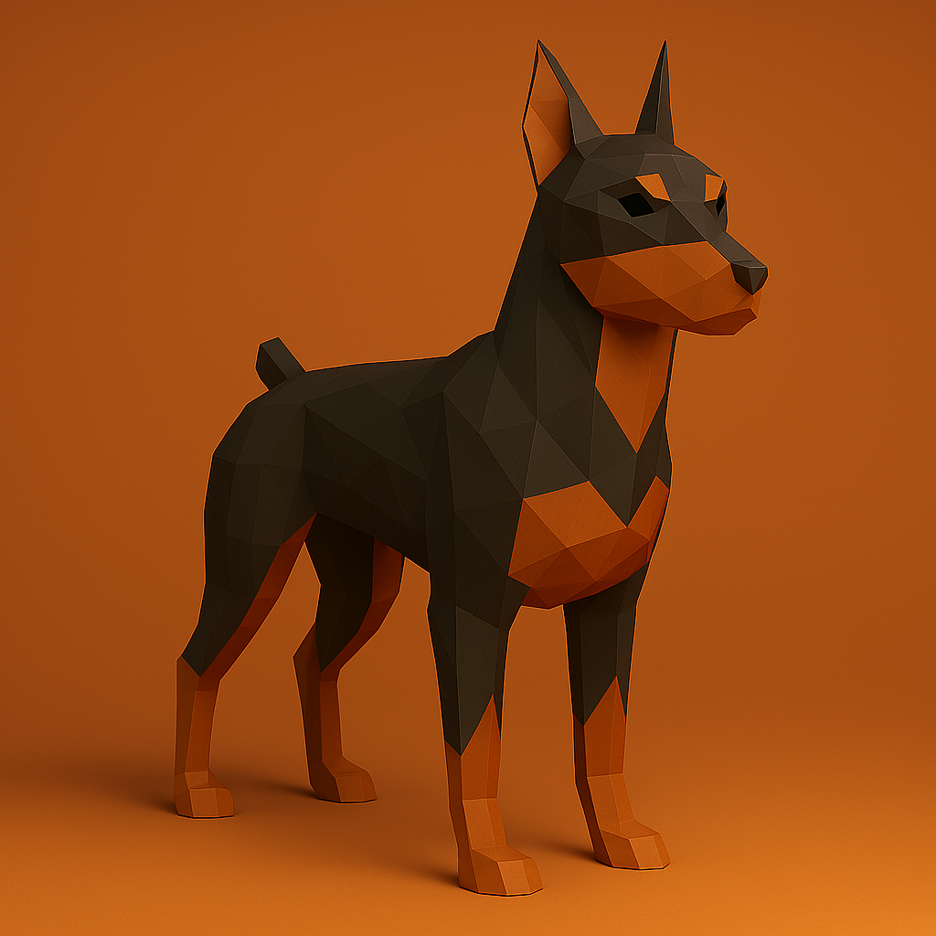 Doberman Low Poly 3D Model