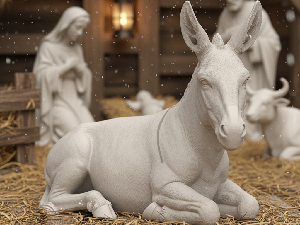 Asinello sdraiato per capanna presepe natività