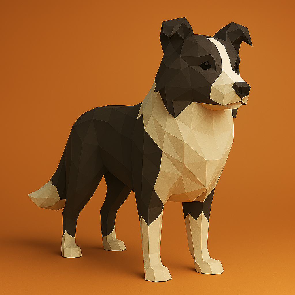 Border Collie Low Poly 3D Model