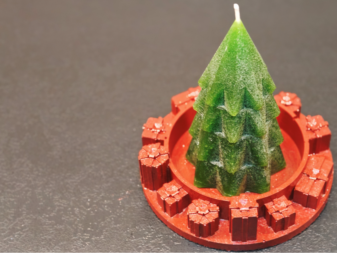 3D Printed Christmas Tree Candle Mold + Coaster