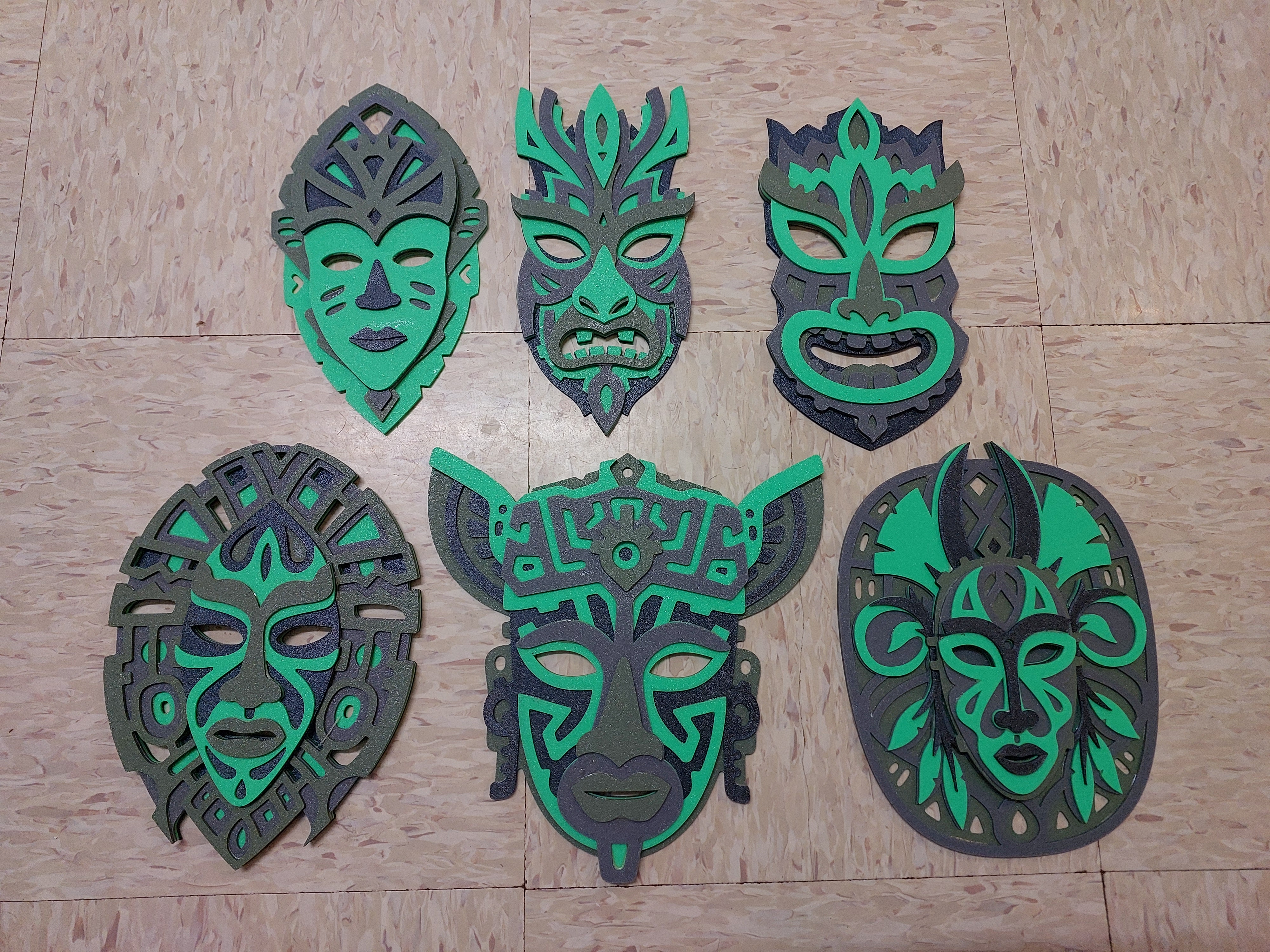Tribal Masks – Multi-Layer Wall Art (Set of 6)
