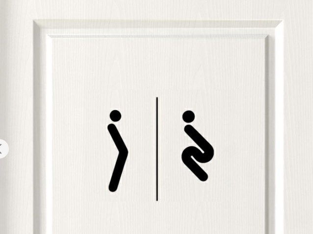 Minimalist WC Sign – Standing & Squatting Icons