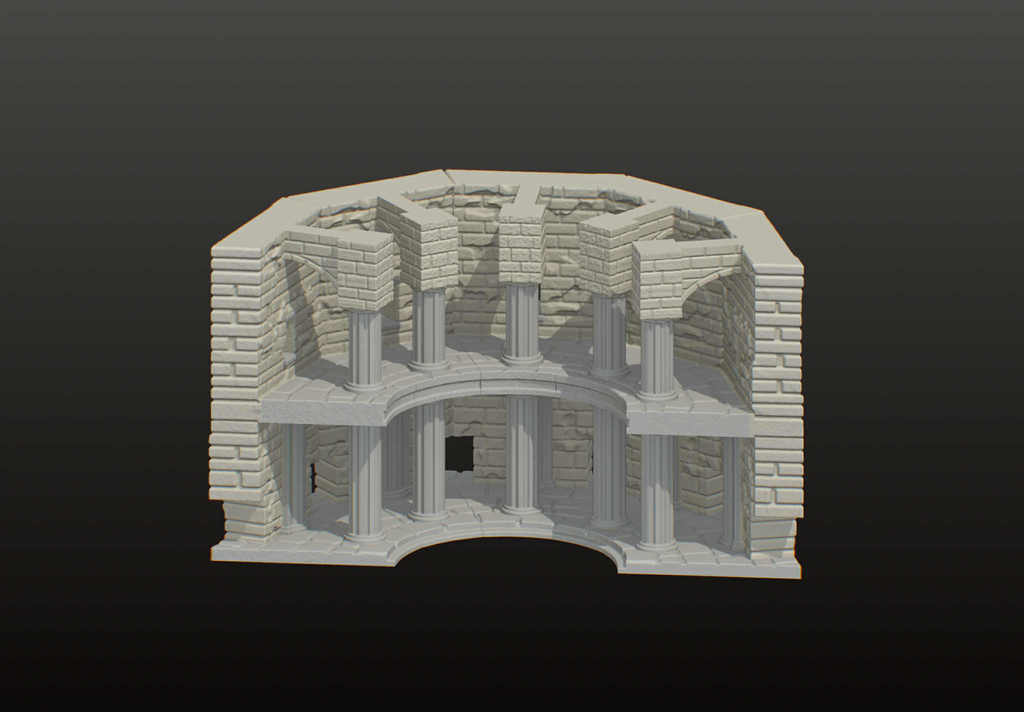 2 level coliseum, courtyard, or castle wall