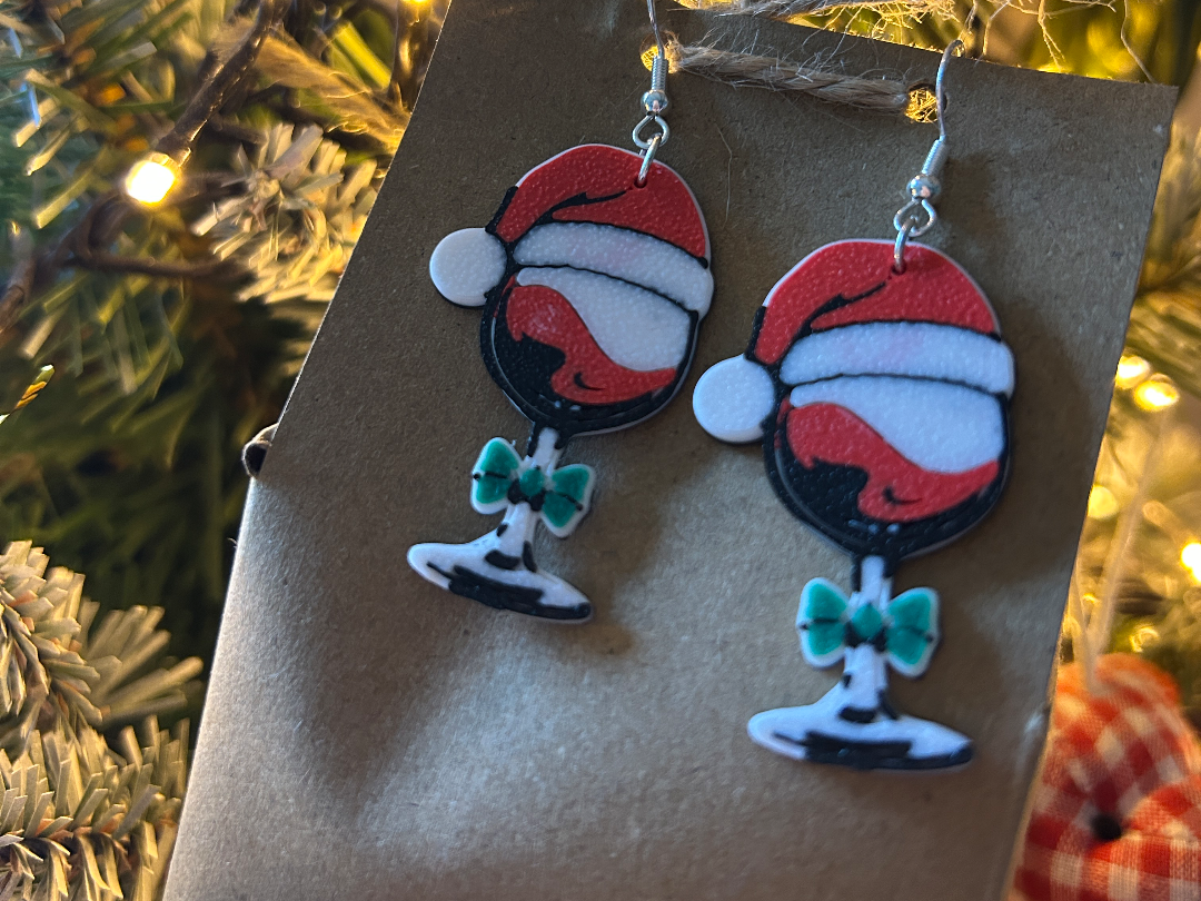 Wineglass Christmas earring