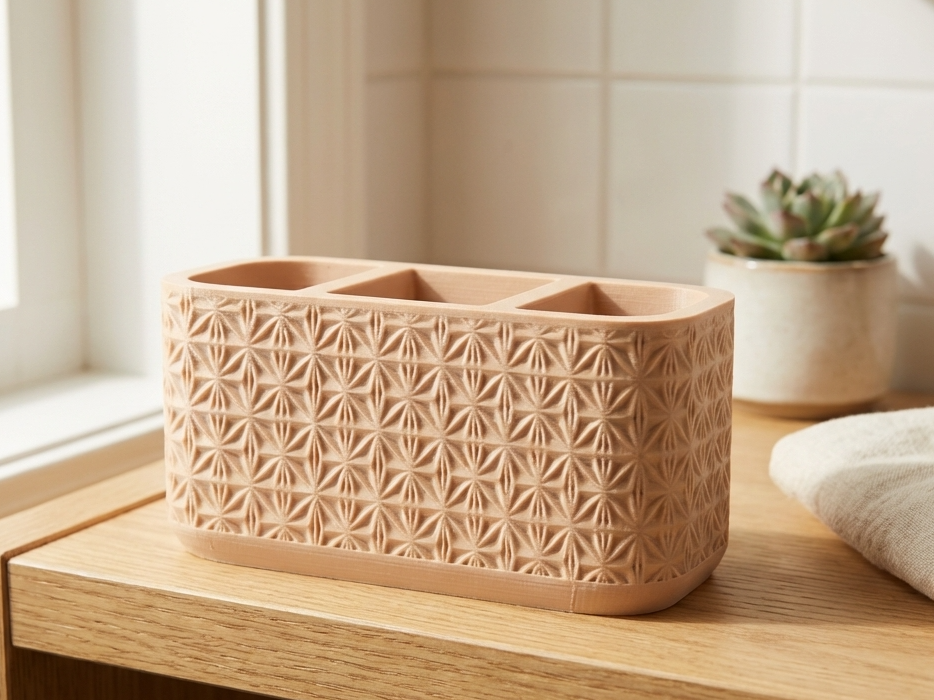 Textured Desk Organizer with Geometric Pattern