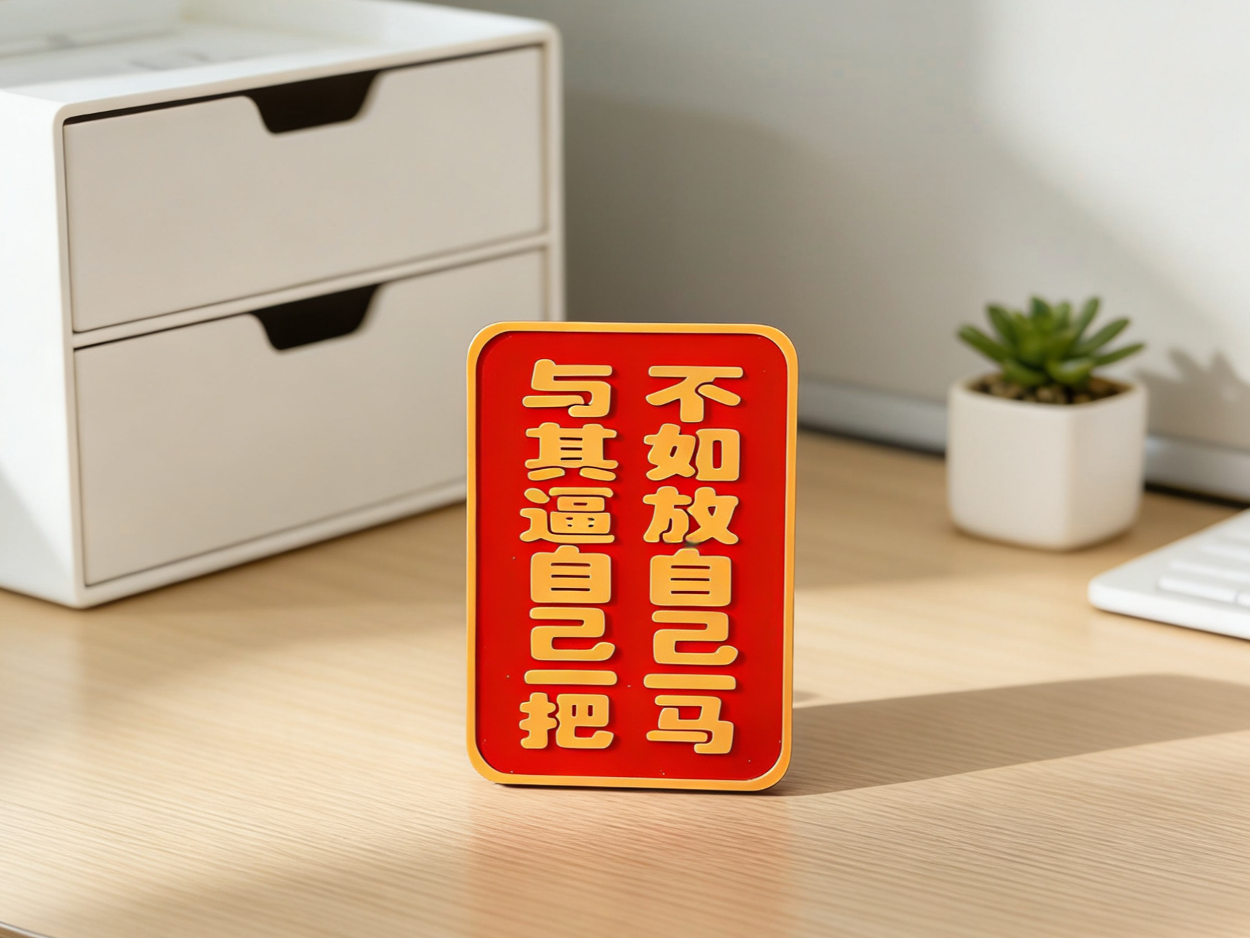 与其逼自己一把 不如放自己一马  创意搞笑桌面摆件 整蛊搞怪摆件 送朋友同事礼物