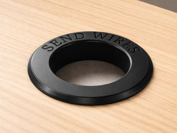 Desk Cable Grommet with Engraved Text" Send wires"