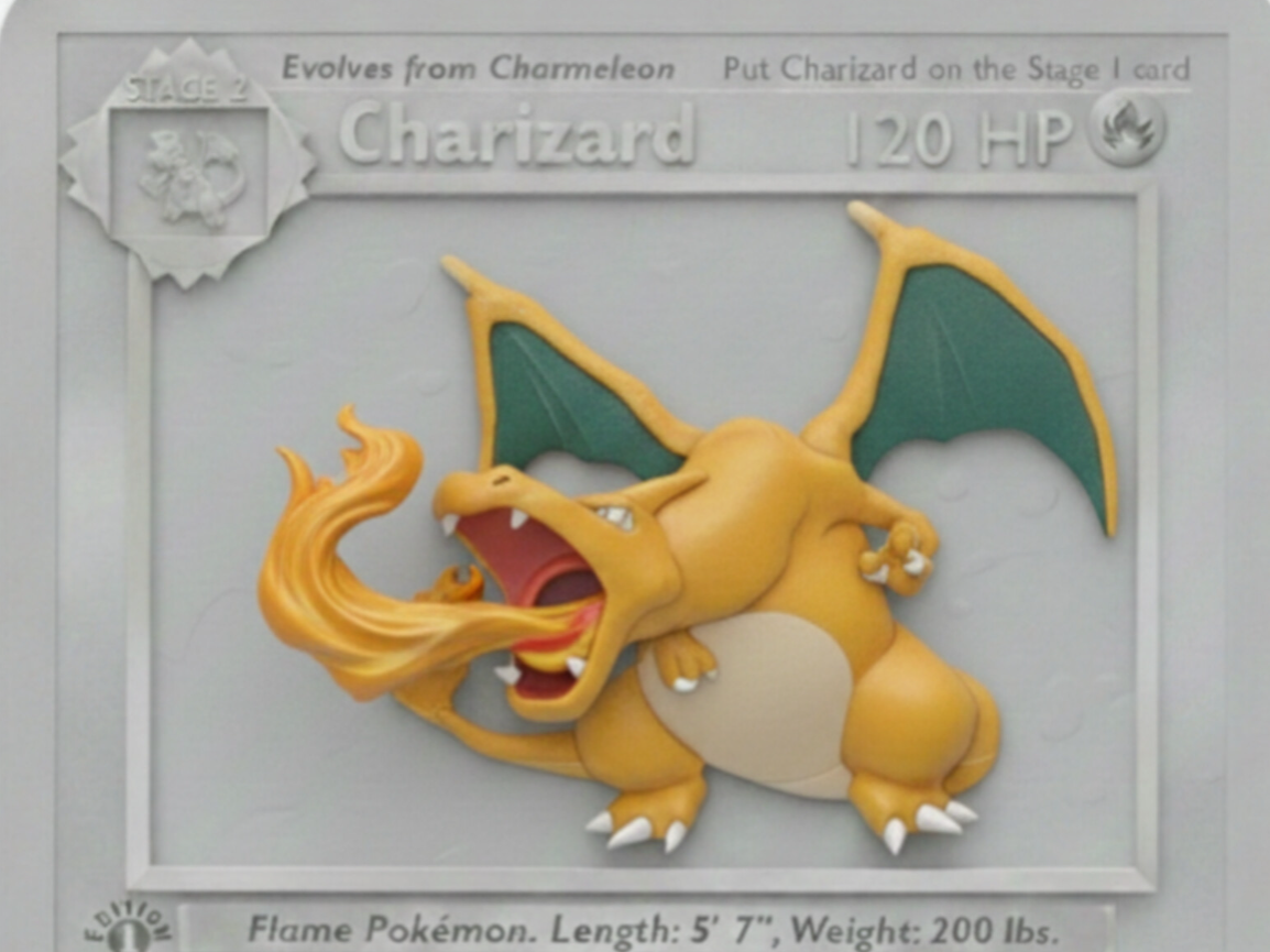 Pokemon inspired 3d playing card