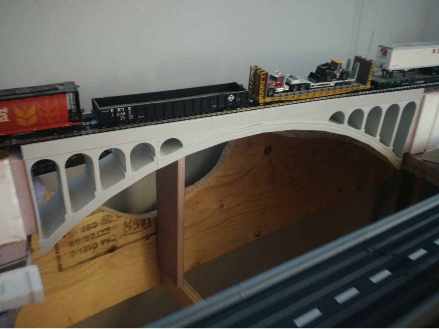 Model Train concrete double arch bridge