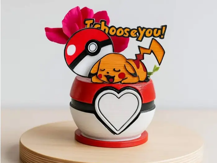 Heart style Pokemon Pokeball Valentine Planter