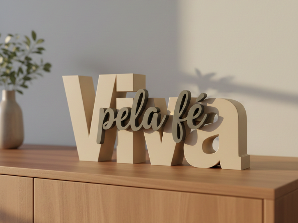 Viva pela fé letreiro decoração