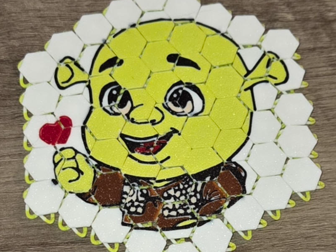 Baby Shrek fabric coaster