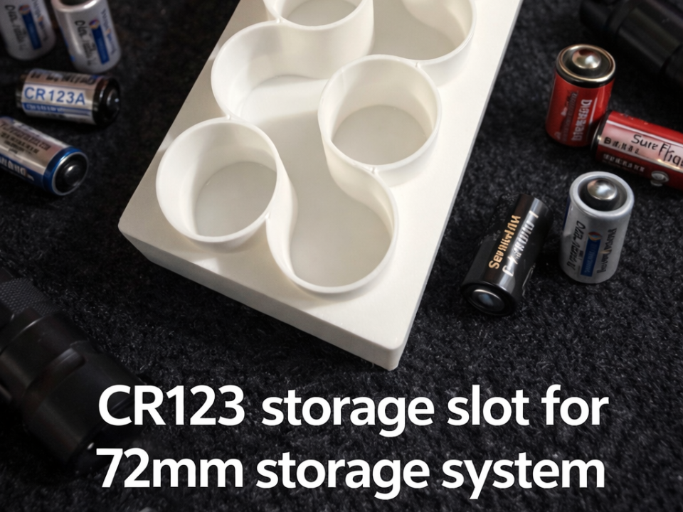 CR123 storage slot for 72mm storage system
