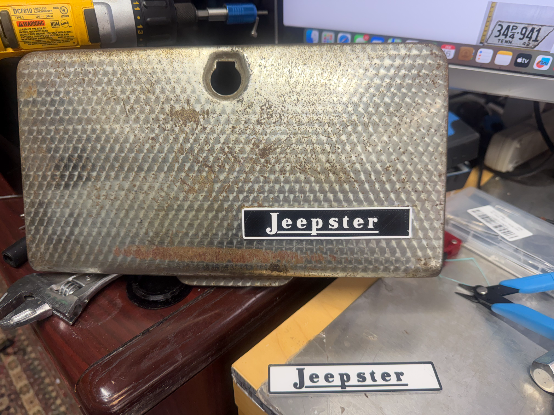 Willys Overland Jeepster Glove Box Emblem