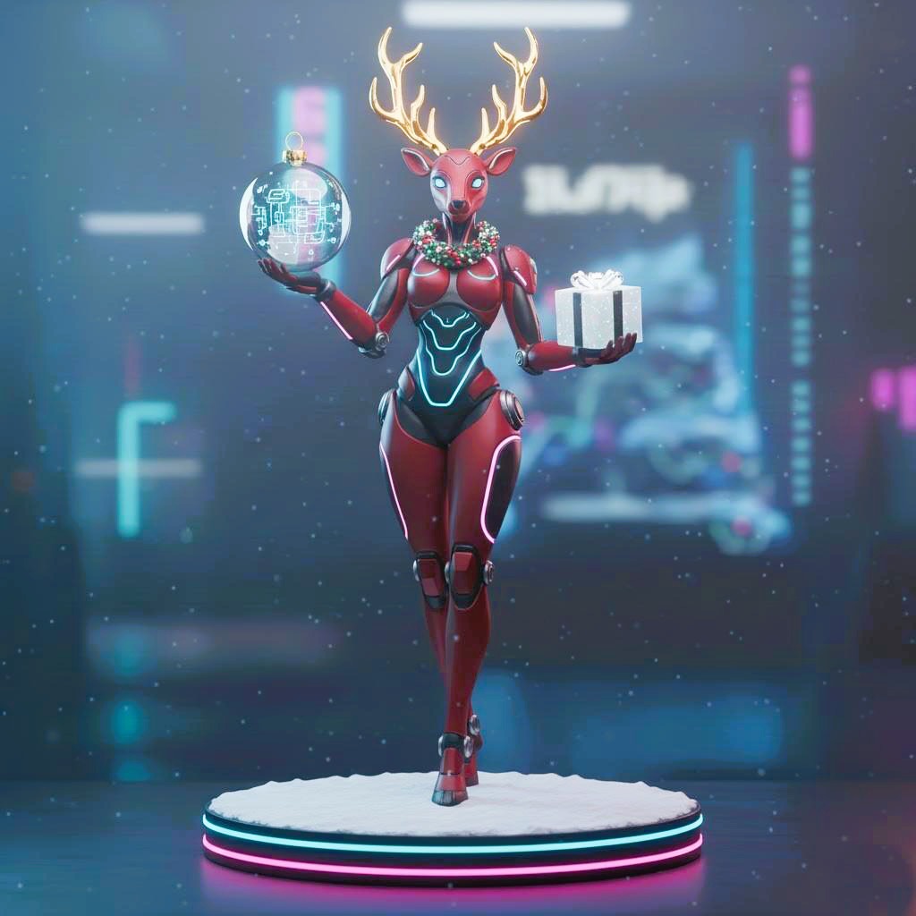 Cybernetic Reindeer Figurine