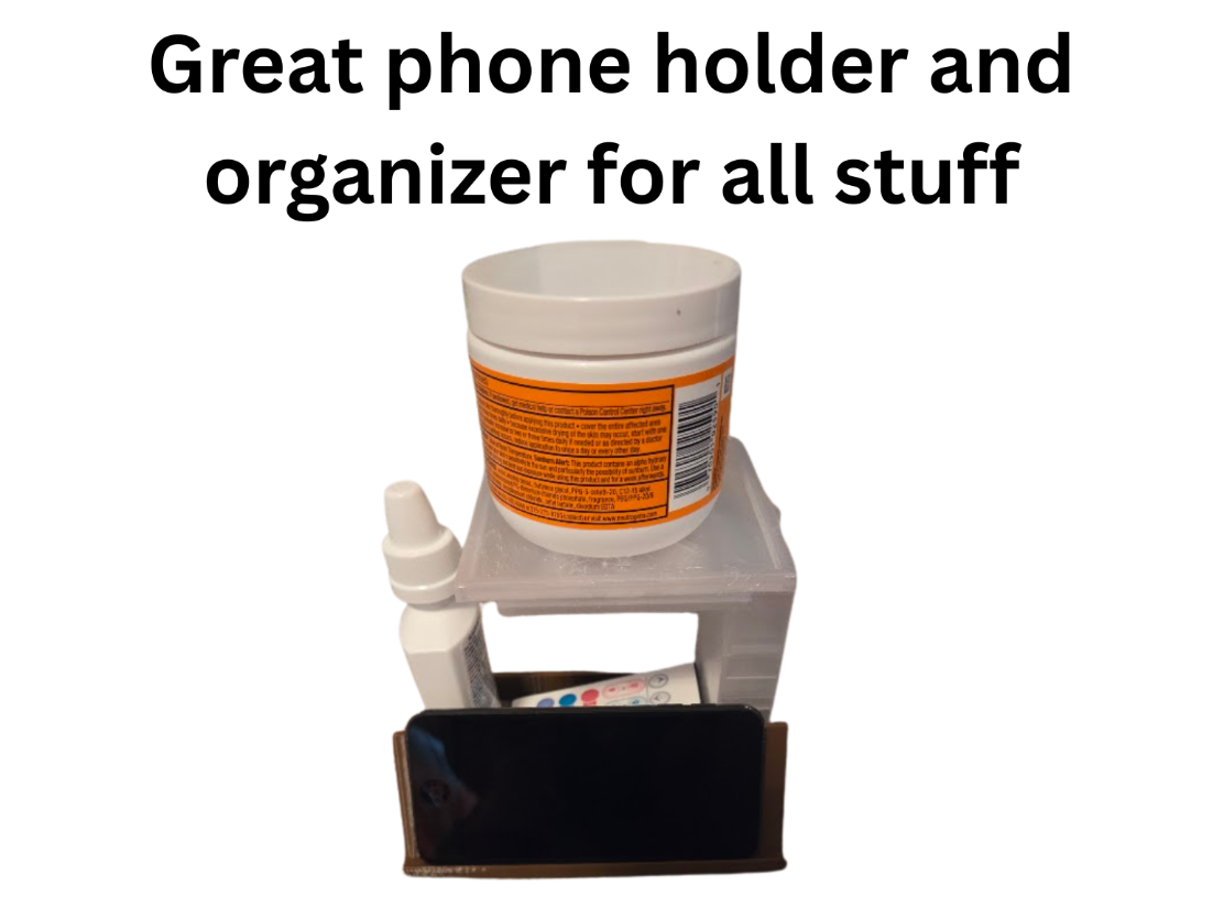 Phone holder organizer for bedside table 2-3 print