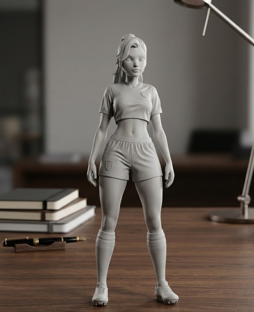 cute girl in soccer sports equipment